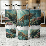 Cuttlefish Sublimation Wrap 40oz Tumbler Digital Design, Ocean Life Seamless PNG, Marine Animal Under Sea Art Distressed Wrap thumbnail 1