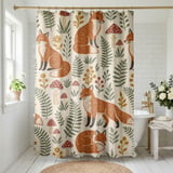 Whimsical Woodland Fox Shower Curtain thumbnail 1