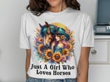 Horse Lover T-Shirt, Cowgirl Shirt, Floral Horse Tee, Horse Girl Gift, Sunflower Horse Lover, Horseback Riding Shirt, Western T-Shirt thumbnail 2