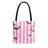 Distressed Pink Stripe Bat Phone Case | Spooky Cute Goth Kawaii Bat Pattern Tote Bag | Y2K Aesthetic Gift thumbnail 5