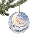 Baby First Christmas Ornament, Custom Name Sleeping Baby on Moon Holiday Keepsake, Personalized New Baby Ornaments for Tree, Newborn Gift thumbnail 7