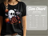 Knitting Ghost T-Shirt, Halloween Ghost Shirt, Spooky Cute Tee, Funny Ghost Design, Ghost with Cat and Pumpkin, Fall Season T Shirt thumbnail 4