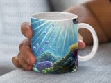 Vibrant Coral Reef Ocean Mug Wrap Digital Design 11oz 15oz Sublimation, Underwater Scene Marine Life Coffee Cup PNG Download thumbnail 5