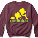 Pickleball Gildan Crewneck Sweatshirt, Addicted, Court Warm Up Layer for Passionate Players thumbnail 3