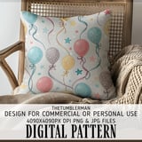 Digital Balloon Pattern, Digital Stars Pattern, Balloon Bundle, Birthday Balloon Pattern, Party Balloon Pattern, Festive Balloon Digital thumbnail 5