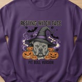 Resting Witch Face Pit Bull Sweatshirt | Halloween Pittie Shirt | Pit Bull Mom Gift | Bully Breed Apparel thumbnail 1