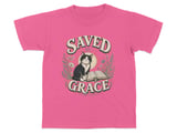 Saved By Grace Cat Youth T-Shirt, Christian Faith Shirt, Whimsical Pet Lover Tee, Inspirational Gift For Her, Vintage Boho Religious Apparel thumbnail 5