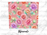 Peony Rose Watercolor Tumbler Wrap PNG, Floral 20oz Skinny Tumbler Sublimation Design, Digital Download Gift for Her, Seamless Floral thumbnail 14