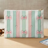 Coquette Bow Pastel Striped Backpack, Cute Pink Bows Spiral Notebook, Romantic Aesthetic Accessory Pouch, Kawaii Girl Gift thumbnail 15