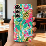 Vibrant Tropical Leopard Floral Tote Bag & Phone Case, Preppy Summer Beach Bag, Colorful Abstract Pattern Accessory Gift thumbnail 13