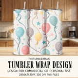 Digital Balloon Pattern, Digital Stars Pattern, Balloon Bundle, Birthday Balloon Pattern, Party Balloon Pattern, Festive Balloon Digital thumbnail 2