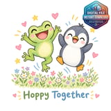 Hoppy Together Frog and Penguin Clipart thumbnail 1
