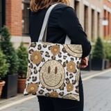 Cheetah Leopard Print Smiley Face Tote Bag & Phone Case - Retro Trendy Happy Face Daisy Flower Groovy Gift thumbnail 6