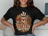 Coffee Weather Tee or Sweatshirt, Faux Patchwork Design thumbnail 8