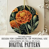 Marigold Tumbler Design, Digital Paper, Floral Background, Junk Journal Pages, Scrapbooking Paper, Printable Tumbler Png, Orange Flowers thumbnail 3