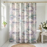Watercolor Swan & Lavender Shower Curtain thumbnail 1
