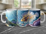 Vibrant Coral Reef Ocean Mug Wrap Digital Design 11oz 15oz Sublimation, Underwater Scene Marine Life Coffee Cup PNG Download thumbnail 10