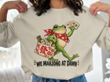 We Mahjong At Dawn Sweatshirt Cute Frog Tote Bag, Mahjong Player Gift Graphic Crewneck, Funny Mahjong Lover Shirt, Asian Board Game Apparel thumbnail 2