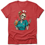 Skeleton Nurse Iced Coffee Tee thumbnail 3