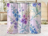 Watercolor Floral Tumbler Wrap PNG 20oz Skinny Sublimation Design | Purple Blue Delphinium Flower Seamless Digital File thumbnail 5