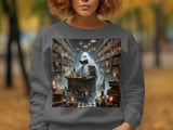 Ghost Reading T-Shirt, Library T-Shirt, Spooky Season T-Shirt, Halloween T-Shirt, Book Lover T-Shirt, Gothic T-Shirt, Witch T-Shirt thumbnail 2