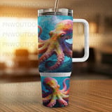 Colorful Octopus Tumbler Wrap, 40oz Sublimation Design, Seamless Tapered, Distressed Effect, Ocean Art Digital Product thumbnail 4