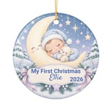 Baby First Christmas Ornament, Custom Name Sleeping Baby on Moon Holiday Keepsake, Personalized New Baby Ornaments for Tree, Newborn Gift thumbnail 3
