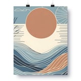 Abstract Ocean Posters, Minimalist Sun Print, Boho Waves Art, Coastal Wall Decor, Scandinavian Seascape Art, Graphic Illustration Posters thumbnail 3