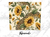 Sunflower Leopard 20oz Tumbler Wrap PNG, Digital Download, Floral Tumbler Design, Seamless Tumbler File, Sublimation Design thumbnail 5