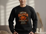 Captain Halloween Pumpkin Patrol Leader Graphic Print Crewneck Sweatshirts Spooky Season Jack O Lantern Design thumbnail 11