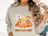 Cute Puppy and Ghost Autumn Leaves Sweatshirt, Fall Seasonal Dog Kids Adult Halloween Top, adult and kid size t-shirts thumbnail 2