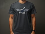 F16 Fighter Jet T-Shirt, Military Aviation Shirt, Jet Pilot Wings Graphic Tee, Air Force Veteran Gift, Mens Aeroplane Airplane TShirt thumbnail 7