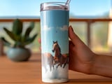 Horses on Beach Tumbler Wrap, 20oz. Tumbler Design, Ocean Scene Tumbler, Running Horses Tumbler, Beach Theme Tumbler, Horse Lover Gift thumbnail 3