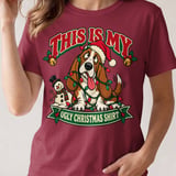 Ugly Christmas Basset Hound Tee thumbnail 14
