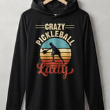Pickleball Sport-Tek Performance Hood, Crazy Pickleball Lady, Lightweight Hoodie thumbnail 1