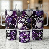 40oz Tumbler Sublimation PNG, Galaxy Hearts Cow Print Distressed Seamless Wrap, Tapered Digital Download, Free Car Coasters thumbnail 4