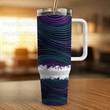 40oz Tumbler Wrap Digital, Seamless Sublimation Design, Motion Illusion Wavy Abstract, Purple Teal Distressed Tapered PNG, Free Car Coasters thumbnail 4
