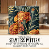 Marigold Tumbler Design, Floral Digital Papers, Flower Backgrounds, Junk Journal Pages, Printable PNG, Digital Scrapbooking Paper thumbnail 2