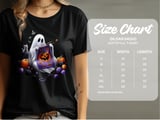 Knitting Ghost T-Shirt, Halloween Ghost Shirt, Spooky Season T-Shirt, Cute Ghost T-Shirt, Ghost and Cat Tee, Pumpkin T-Shirt thumbnail 3