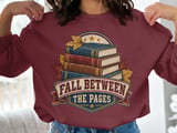 Fall Between The Pages Sweatshirt, Vintage Bookish Hoodie, Cozy Autumn Book Lover Tote Bag, Cute Librarian English Teacher Gift Apparel thumbnail 12