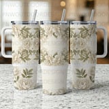 Luxury Bridal Design 40oz Peony Tumbler Wrap Sublimation Design, Seamless Distressed Tapered, Floral Digital File, Free Car Coasters thumbnail 4