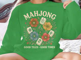 Vintage Floral Mahjong Gift, Good Tiles Good Times Game Night Decor, Botanical Mahjong Tile Art Print, Hostess Gift for Mahj Player thumbnail 11
