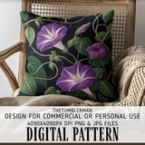Purple Morning Glory Tumbler, Floral Digital Paper, Watercolor Flower Background, Printable PNG, Floral Junk Journal, Digital Scrapbooking thumbnail 5