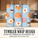 Digital Bundle Pattern, Cute Breakfast Digital Paper, Kawaii Pancakes, Waffles, Eggs, Donut, Coffee Pattern, Foodie Digital, Commercial Use thumbnail 2