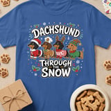 Dachshund Through The Snow Christmas T-Shirt thumbnail 3