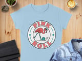 Pink Flamingo Bowling T-Shirt, Retro Roll Funny Flamingo Tee, Quirky Bird Lover Shirt, Summer Vacation Graphic Tee, Women's Bowling Gift thumbnail 4