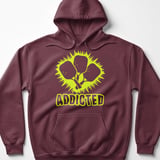 Pickleball Gildan Fleece Hoodie, ADDICTED, Court Pullover Graphic Sweatshirt for Cold Weather Spectating thumbnail 3