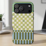 Green Checkerboard Stripes MagSafe® Phone Case thumbnail 3