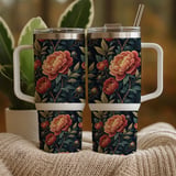 Peony Flower Tumbler, Digital Paper, Watercolor Floral Background, Junk Journal, Printable Tumbler PNG, Digital Scrapbooking Paper thumbnail 9