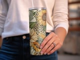 Sunflower Leopard 20oz Tumbler Wrap PNG, Floral Print Tumbler Design, Digital Download Tumbler, Sublimation Template, Tumbler Designs thumbnail 3
